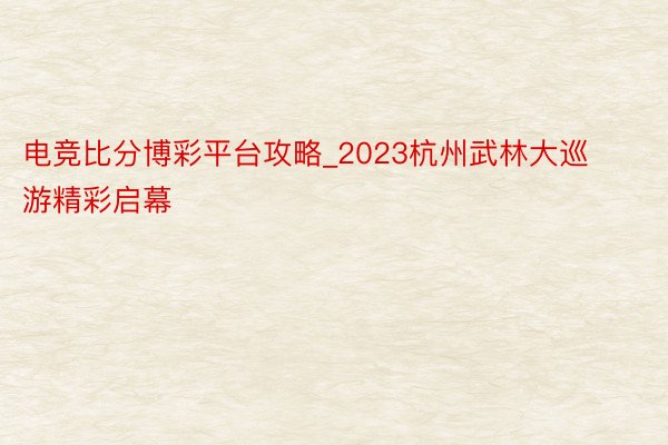 电竞比分博彩平台攻略_2023杭州武林大巡游精彩启幕